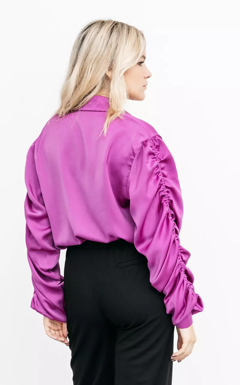 Silky blouse with ruffled sleeves Purple