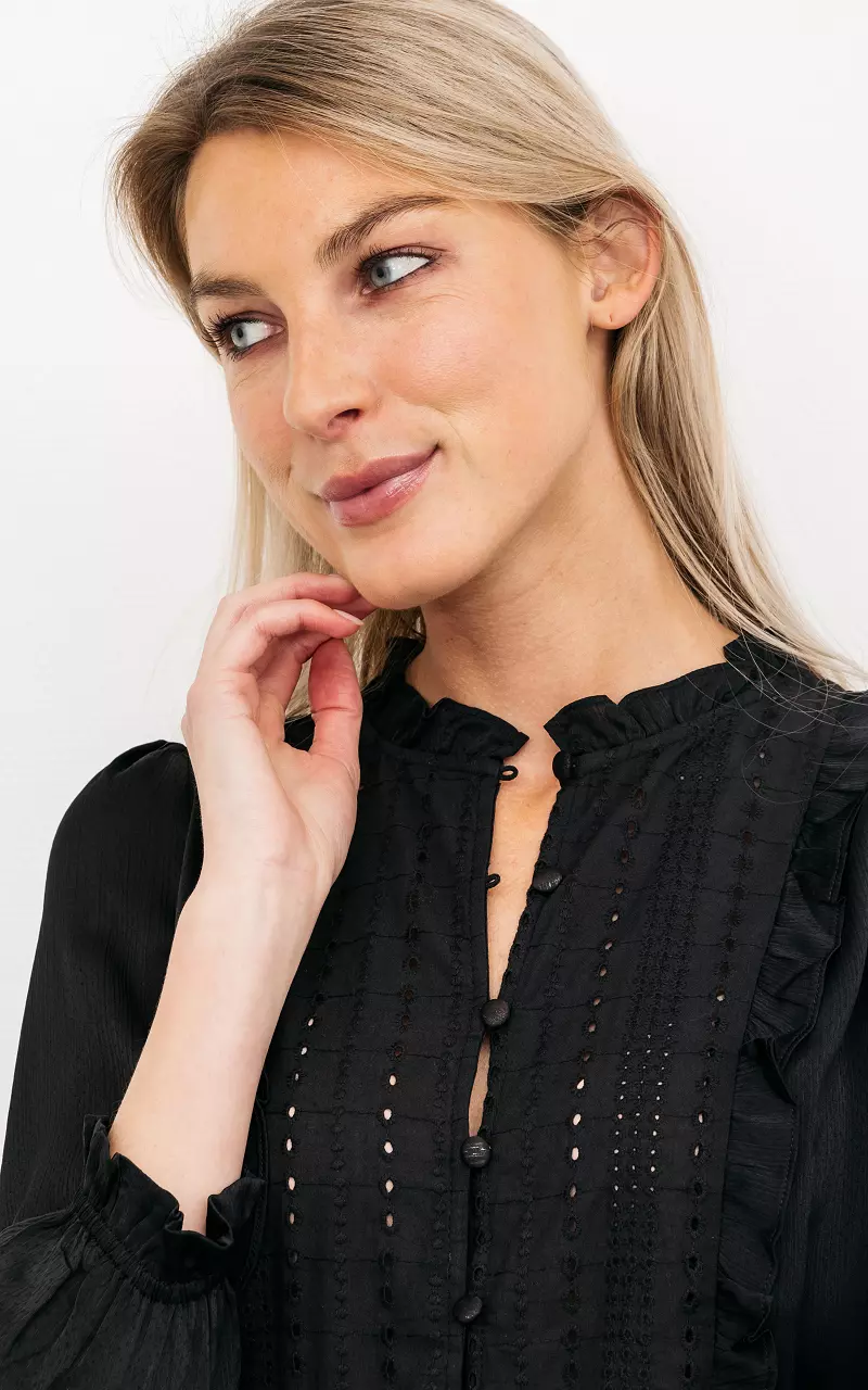 Blouse with ruffles Black
