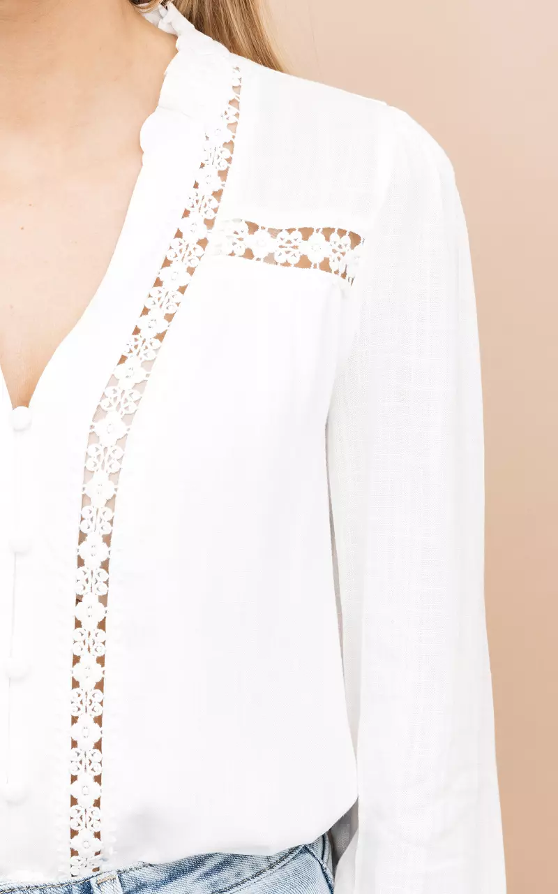 Romantische Bluse mit Spitzen-Details Weiß