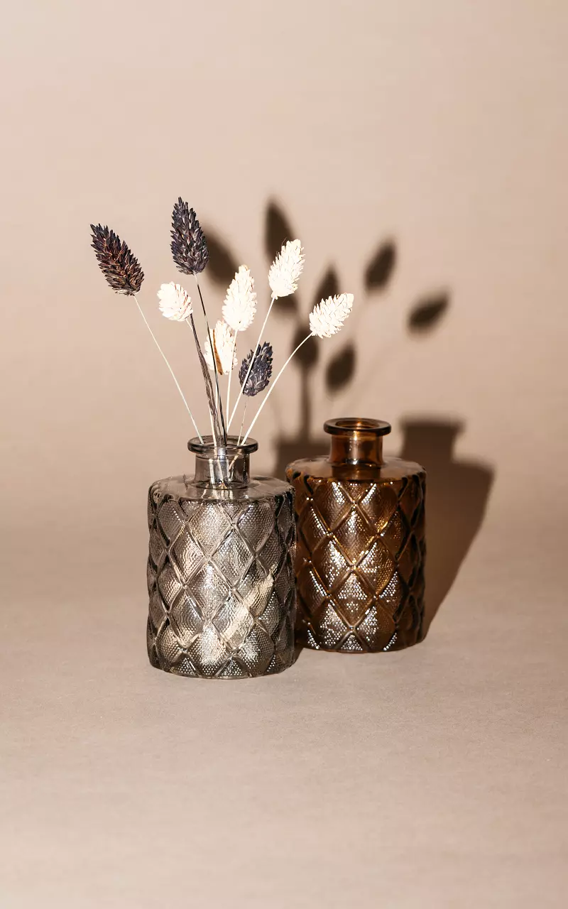 Vase mit Reliefdesign Grau