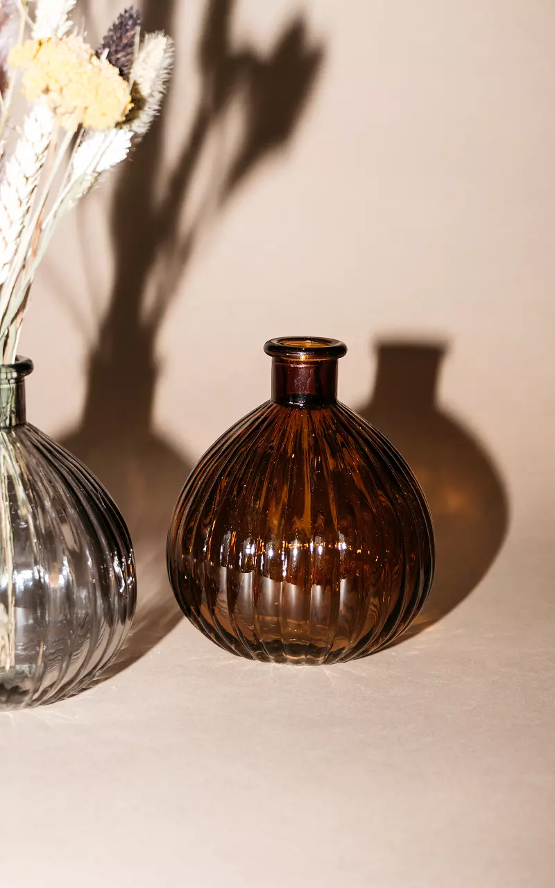 Patterned glass vase Brown