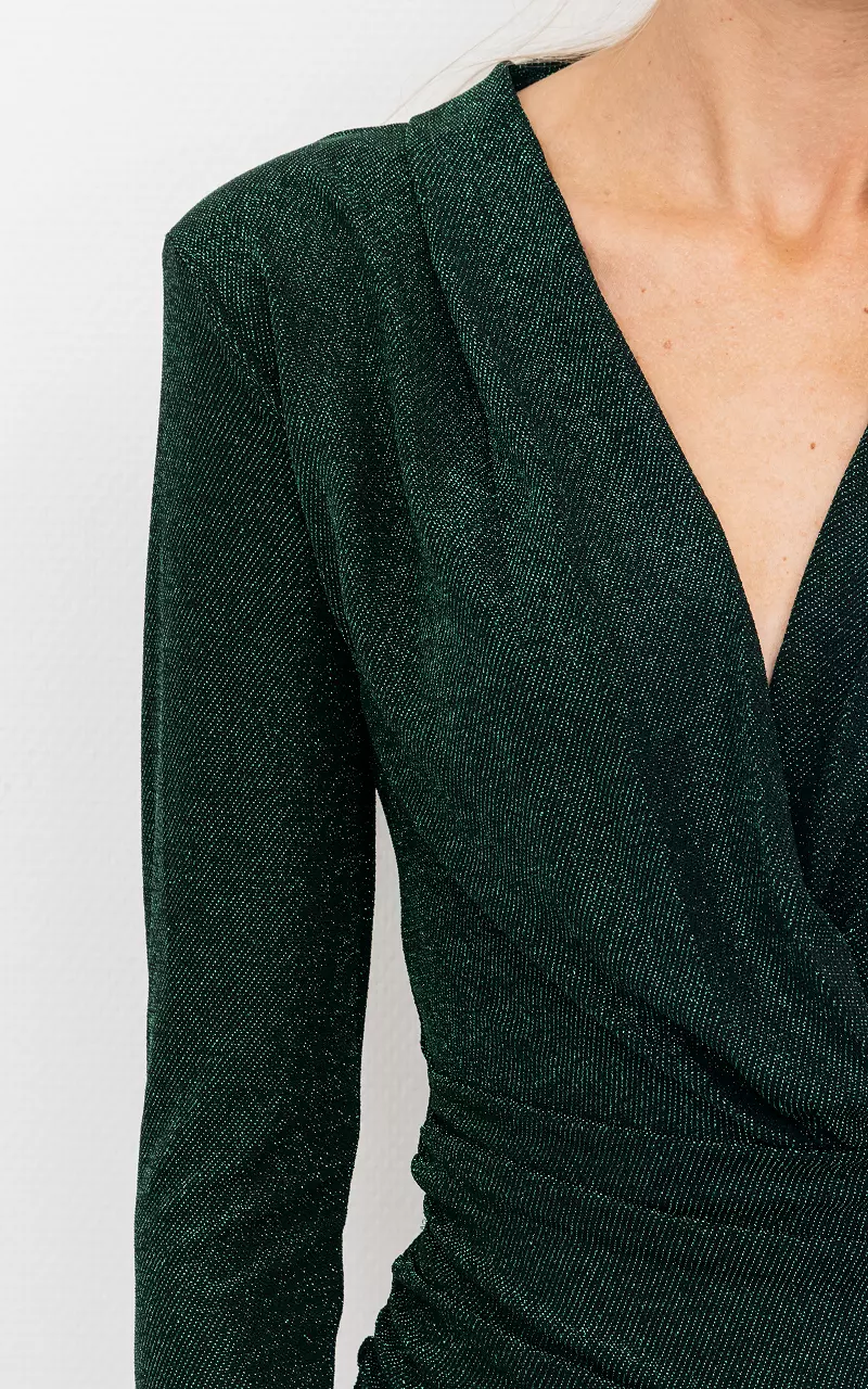 Asymmetrische jurk met glitterdetail Zwart Groen
