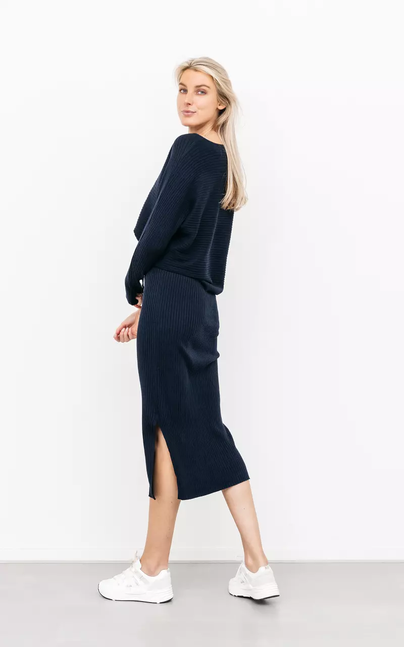 Stretchy set of sweater and skirt Dark Blue
