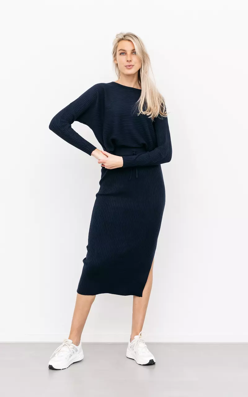 Stretchy set of sweater and skirt Dark Blue