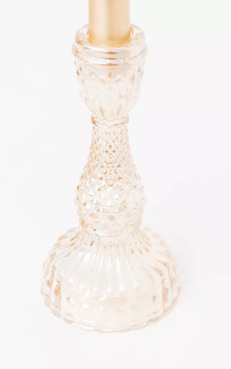 Glass candle holder with pattern Champagne