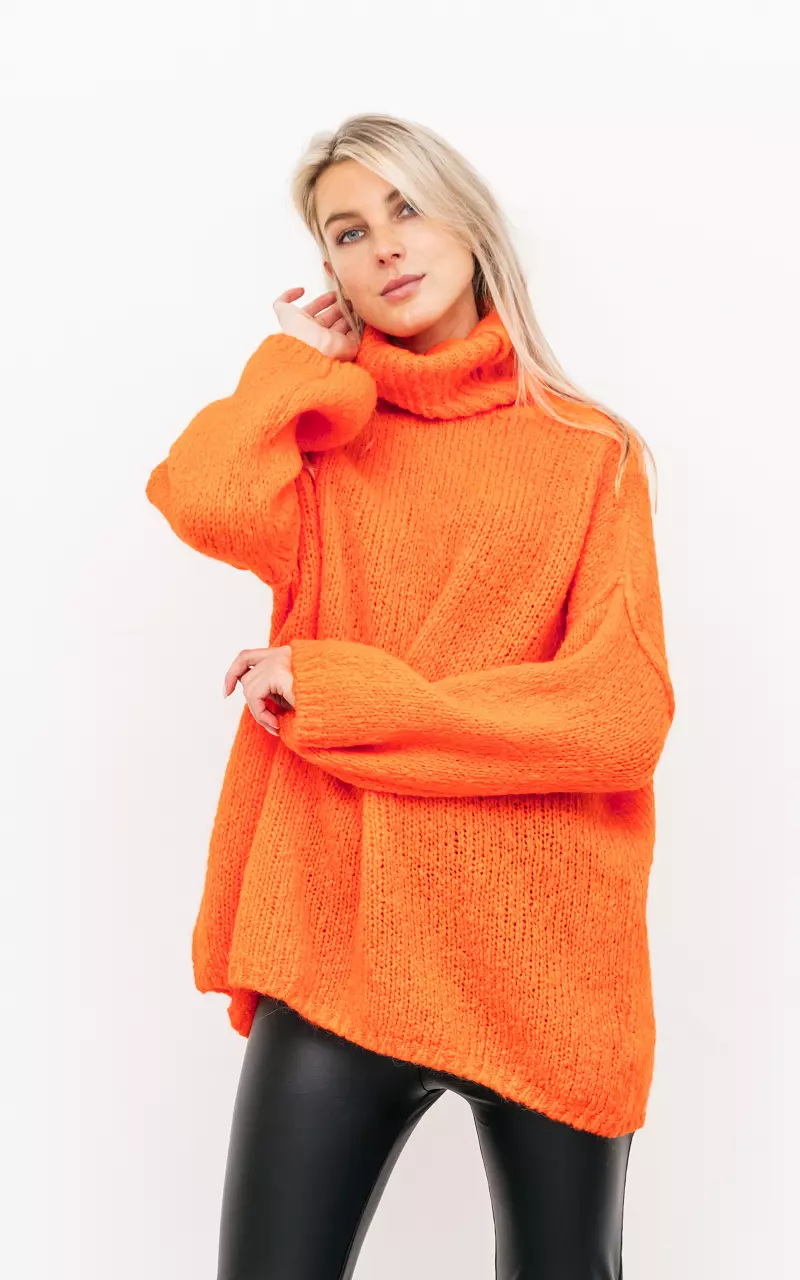 Oversized chunky knit sweater Orange