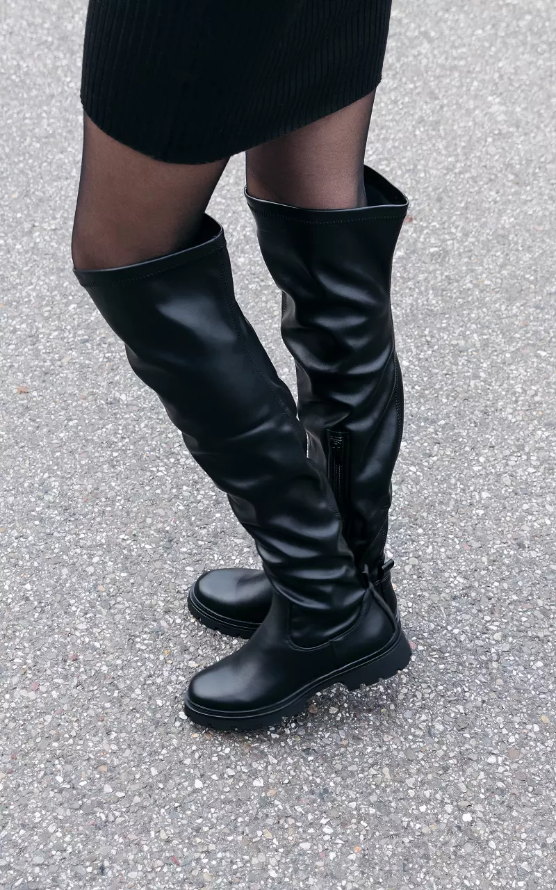Over-knee boots with zip Black