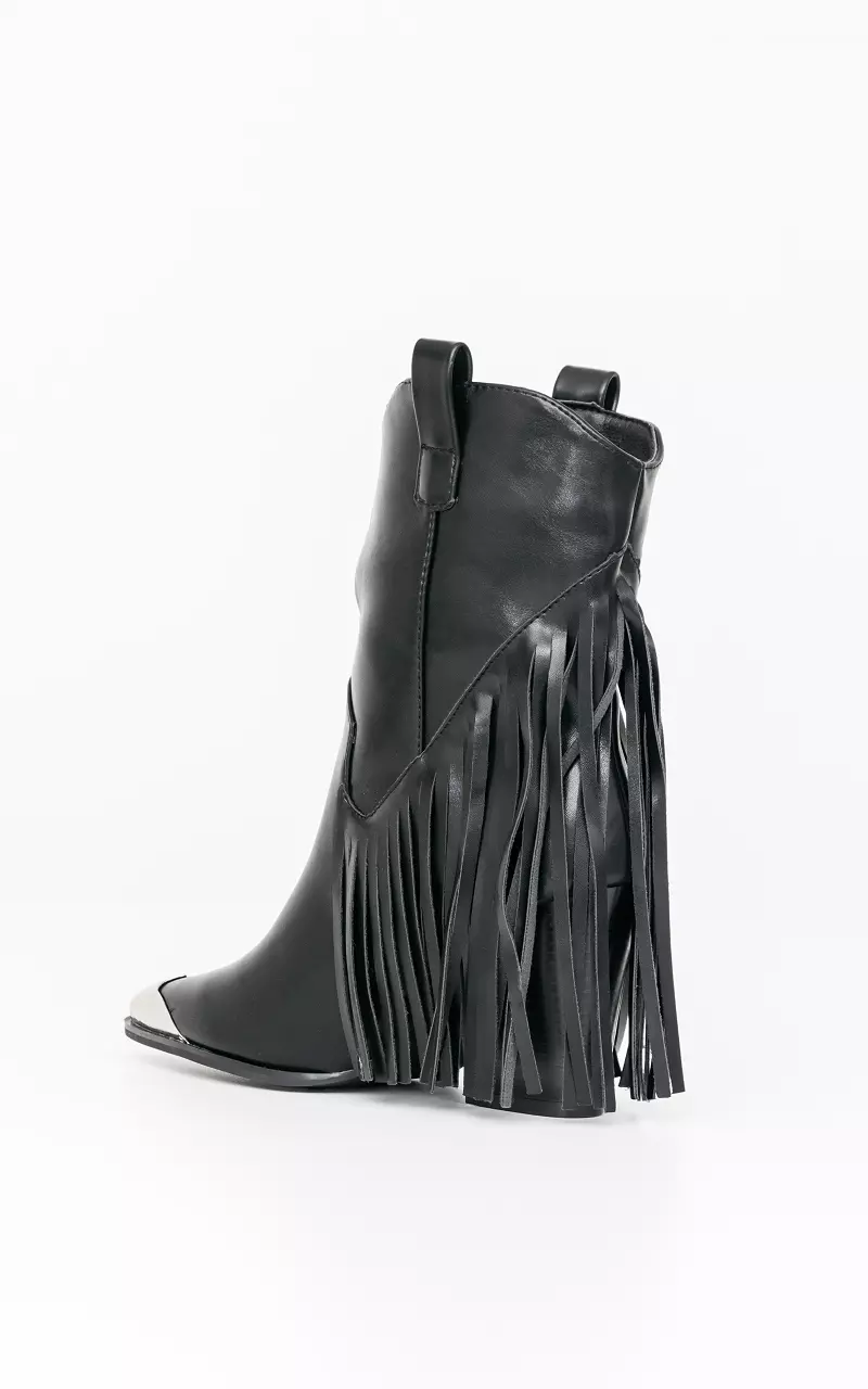 Cowboy boots with fringes Black