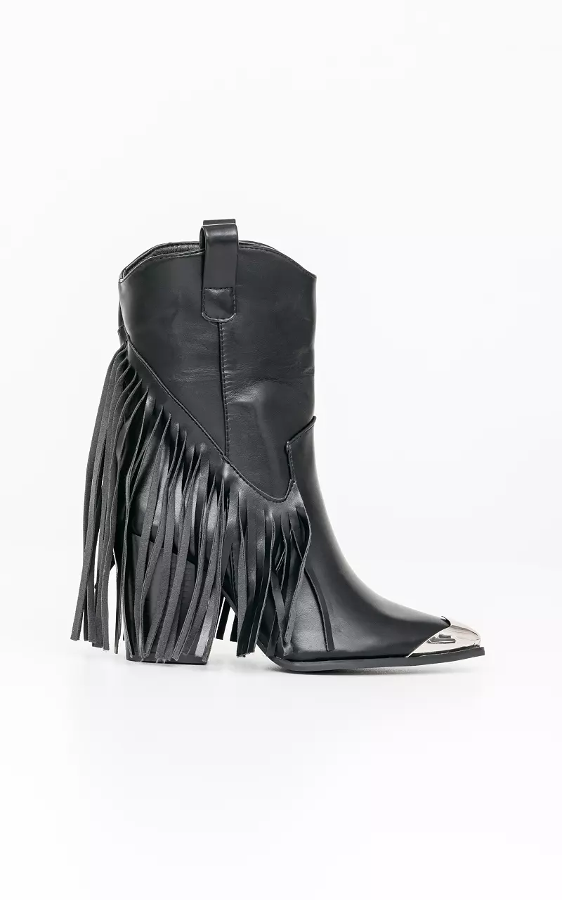 Cowboy boots with fringes Black