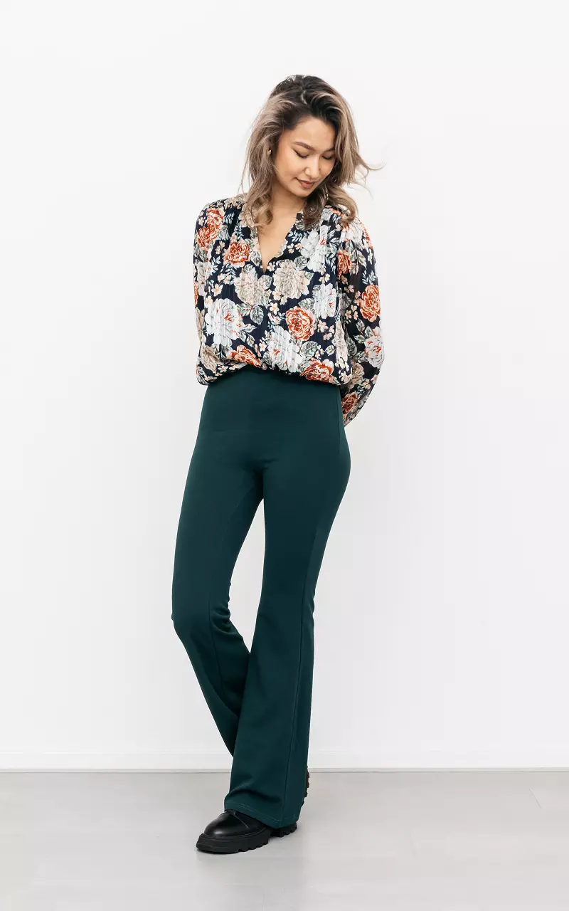 High waist flared pants Dark Green