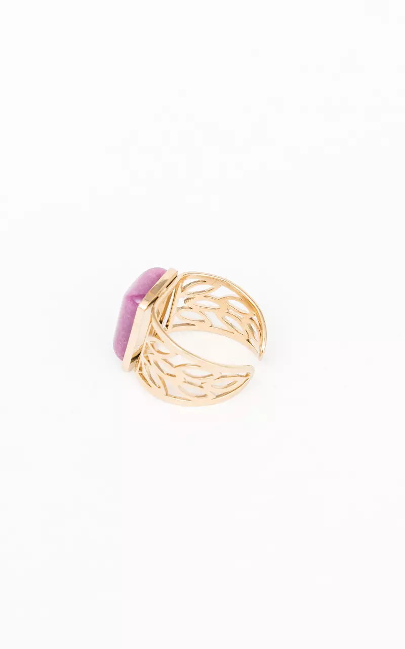Adjustable ring with stone Gold Purple