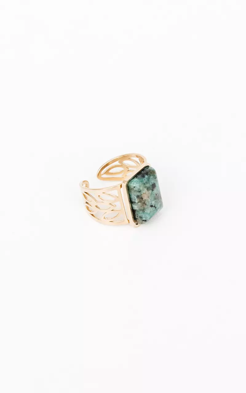 Verstelbare ring met steen Goud Groen