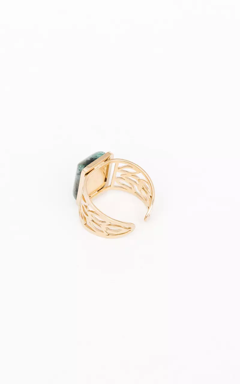 Adjustable ring with stone Gold Green