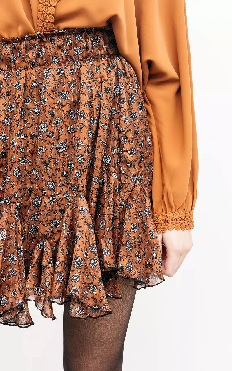 Skirt with floral print Brown Black
