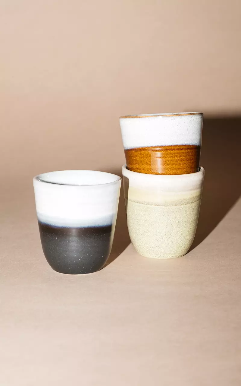 Handgefertigte Keramik-Tasse Hellgrau Schwarz