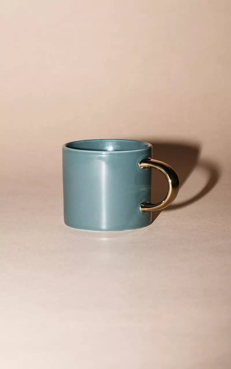 Ceramic mug with gold-coated ear Dark Green Gold