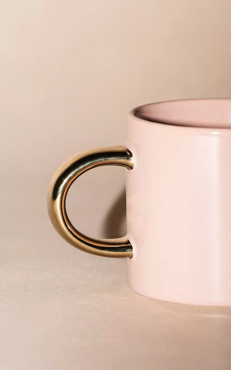Ceramic mug with gold-coated ear Mauve Pink Gold
