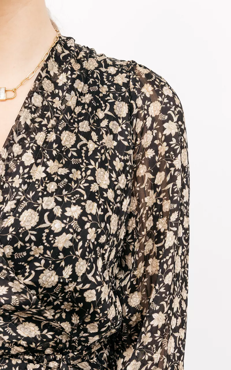 Plisseekleid im Wickel-Look Schwarz Grün