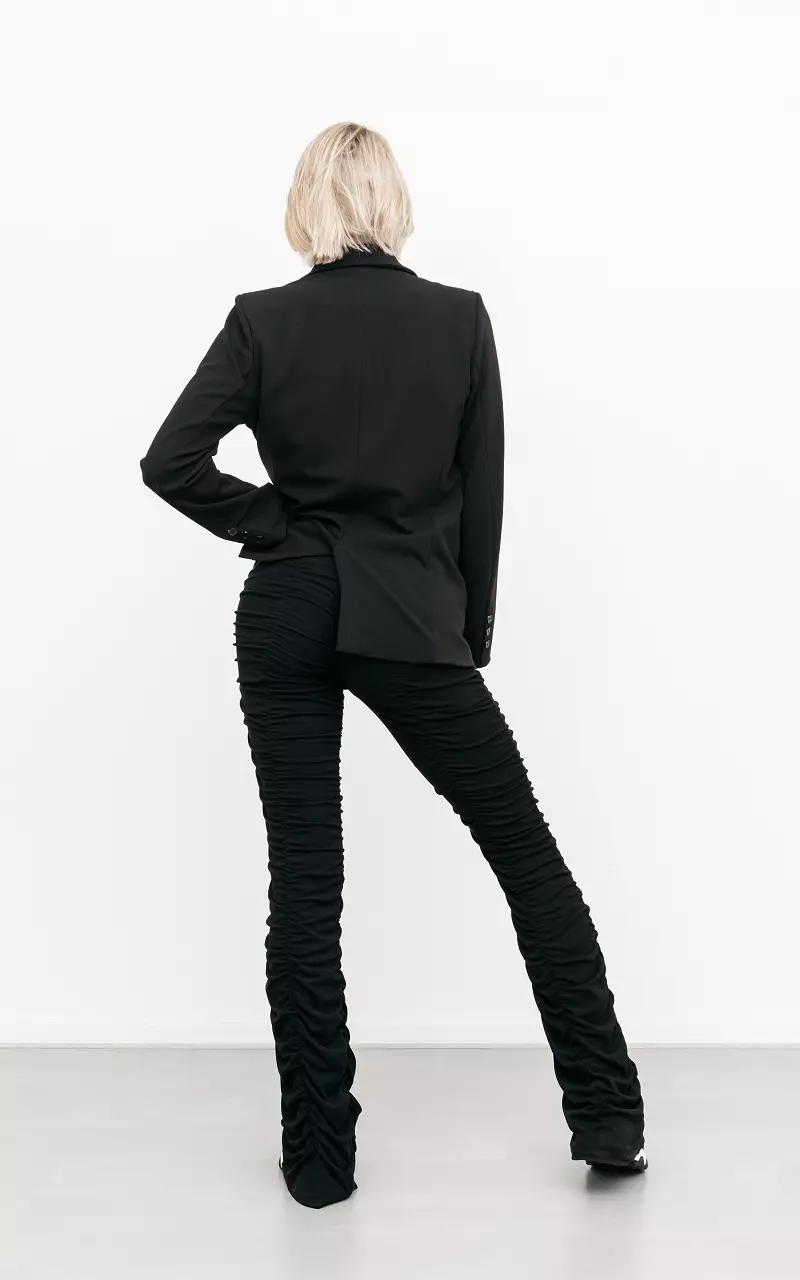 Ruffled pants with stretch Black