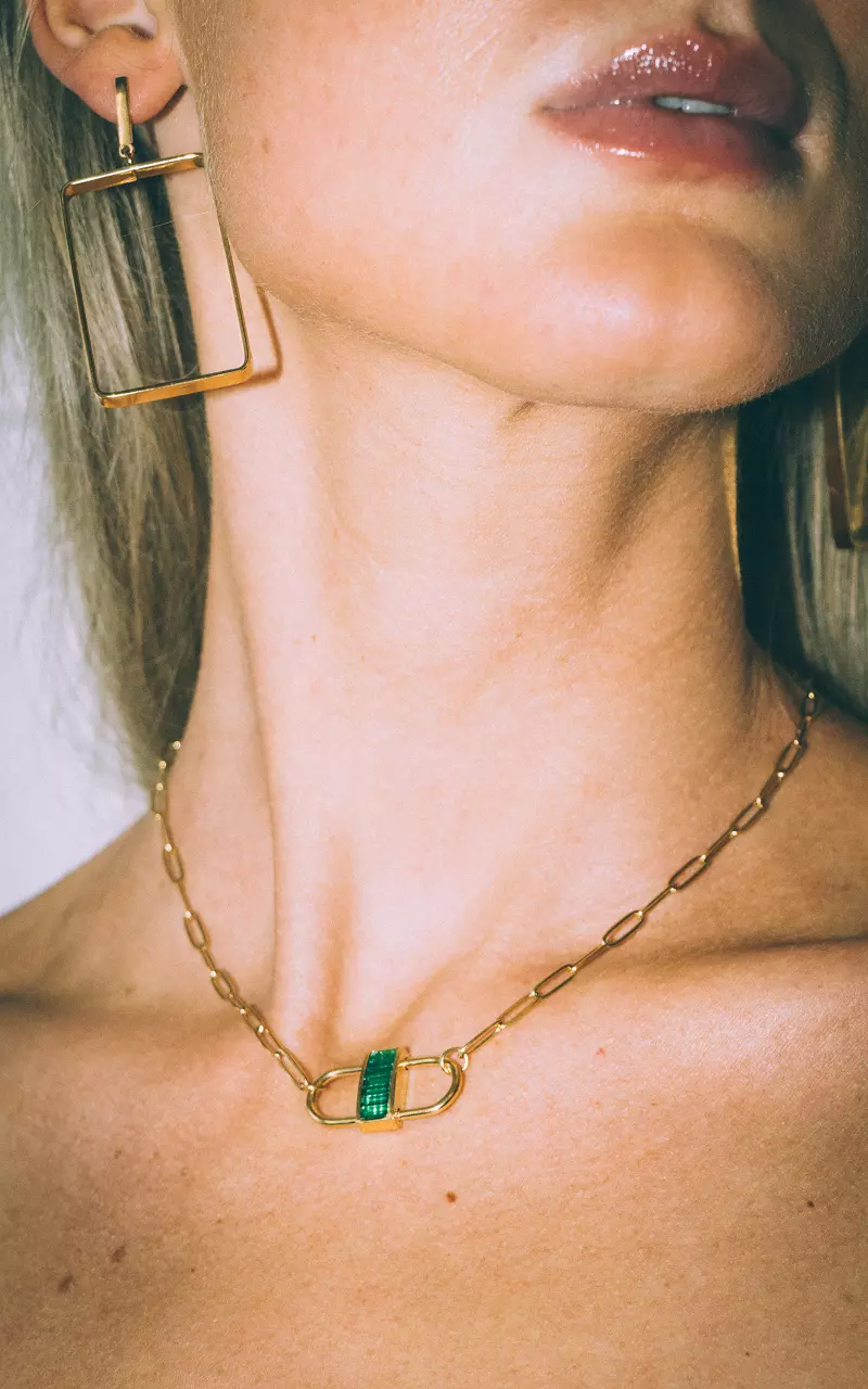 Adjustable chain necklace with pendant Gold Green