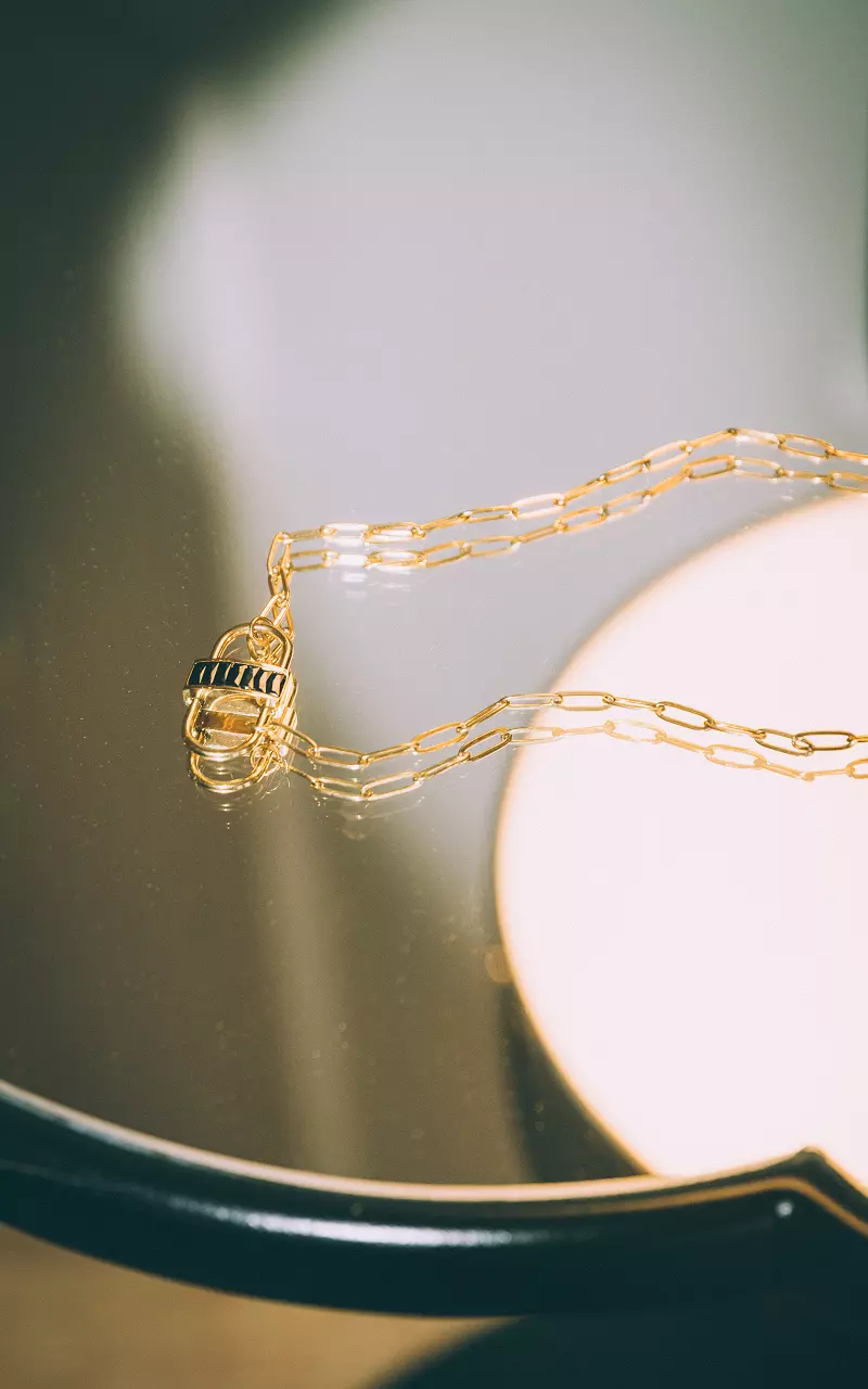 Adjustable chain necklace with pendant Gold Black