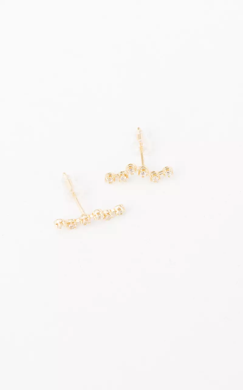 Stainless steel stud earrings with beads Gold
