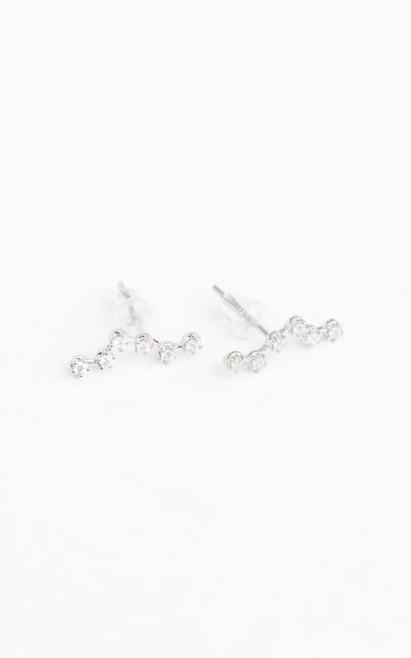 Stainless steel stud earrings with beads Silver