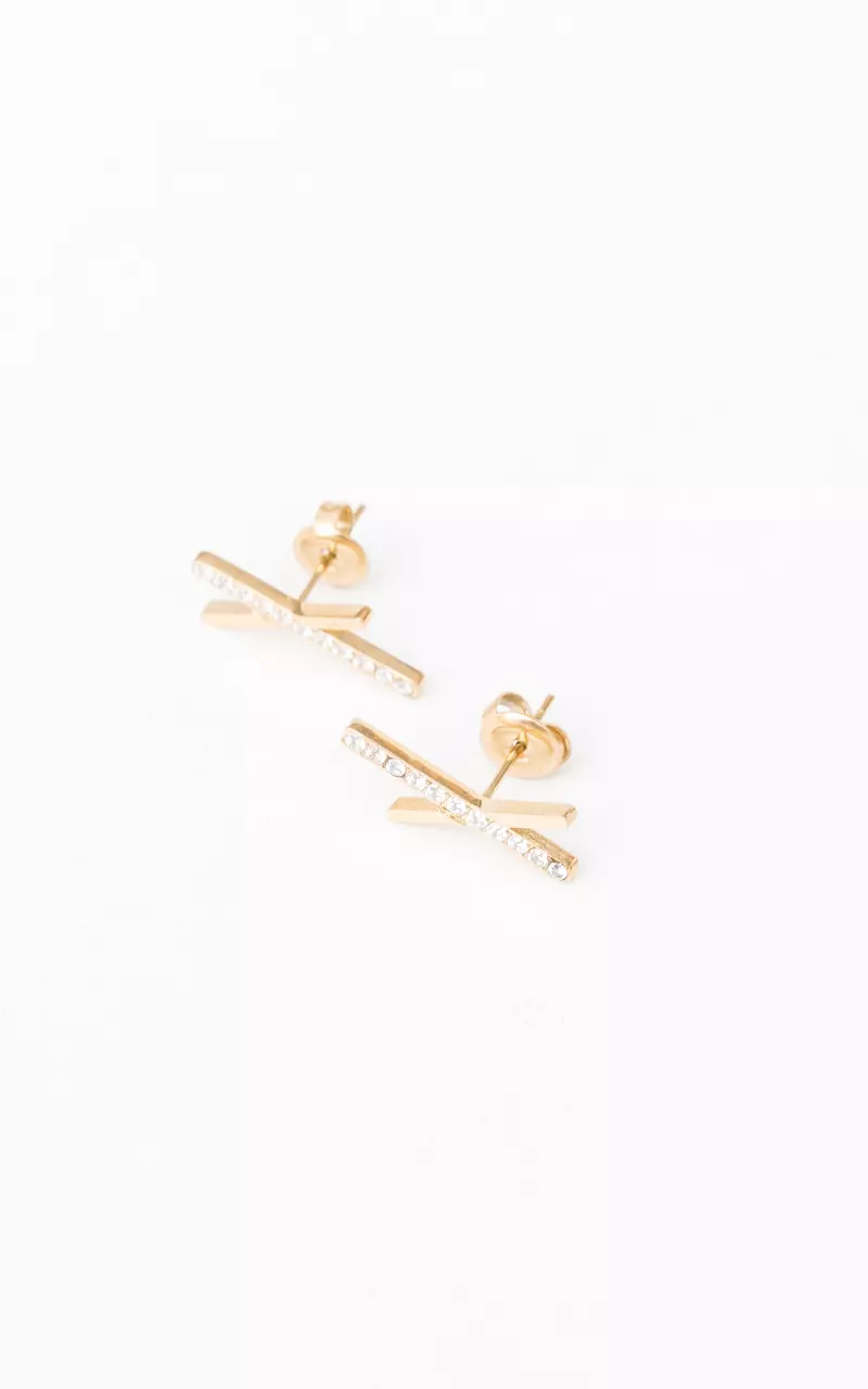 Stainless steel earrings with beads Gold