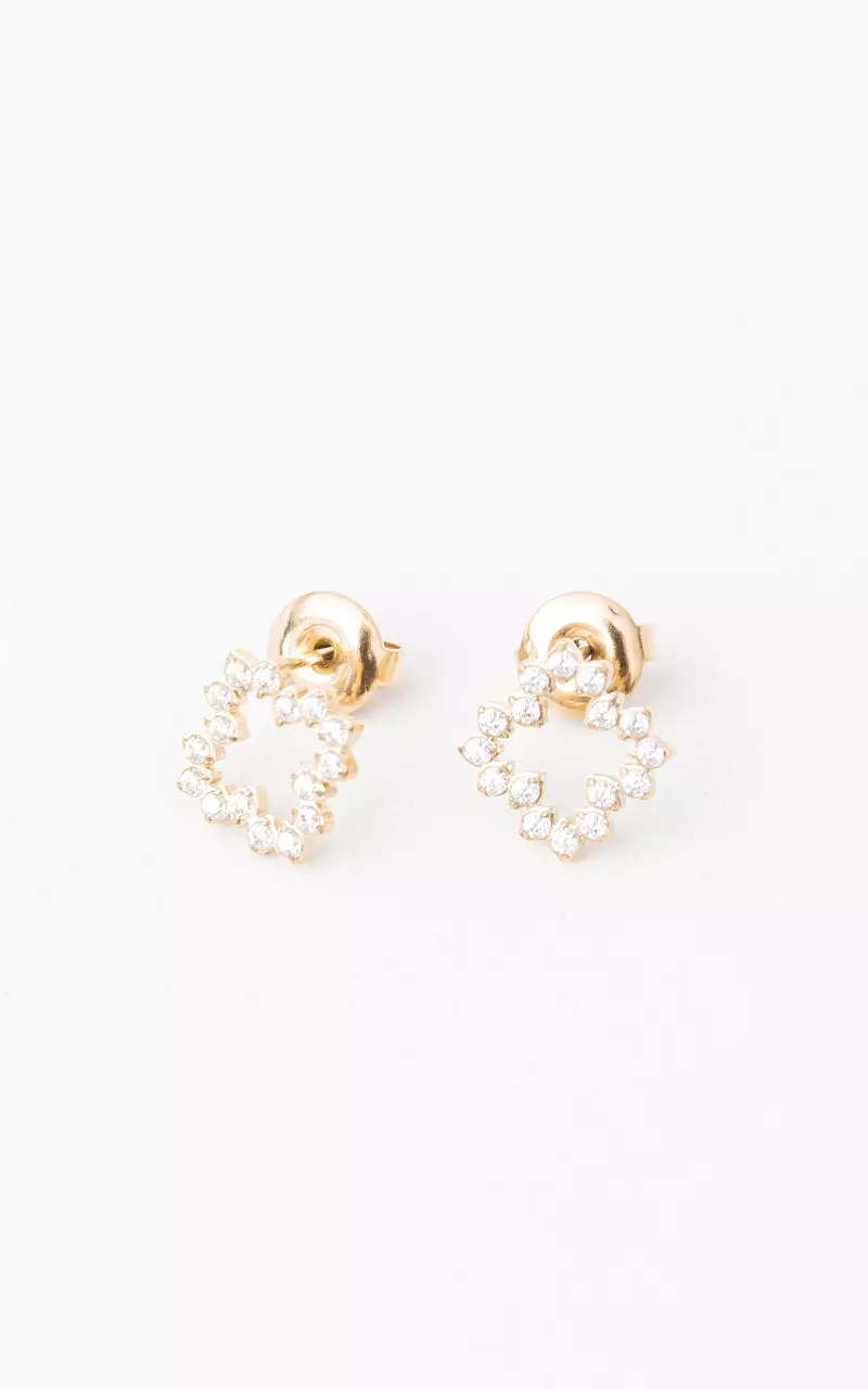 Stainless steel stud earrings with beads Gold
