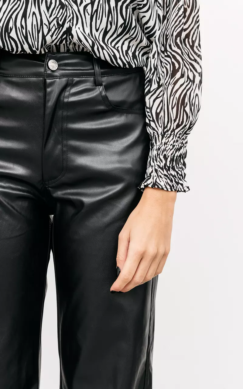 Straight leg leather-look pants Black