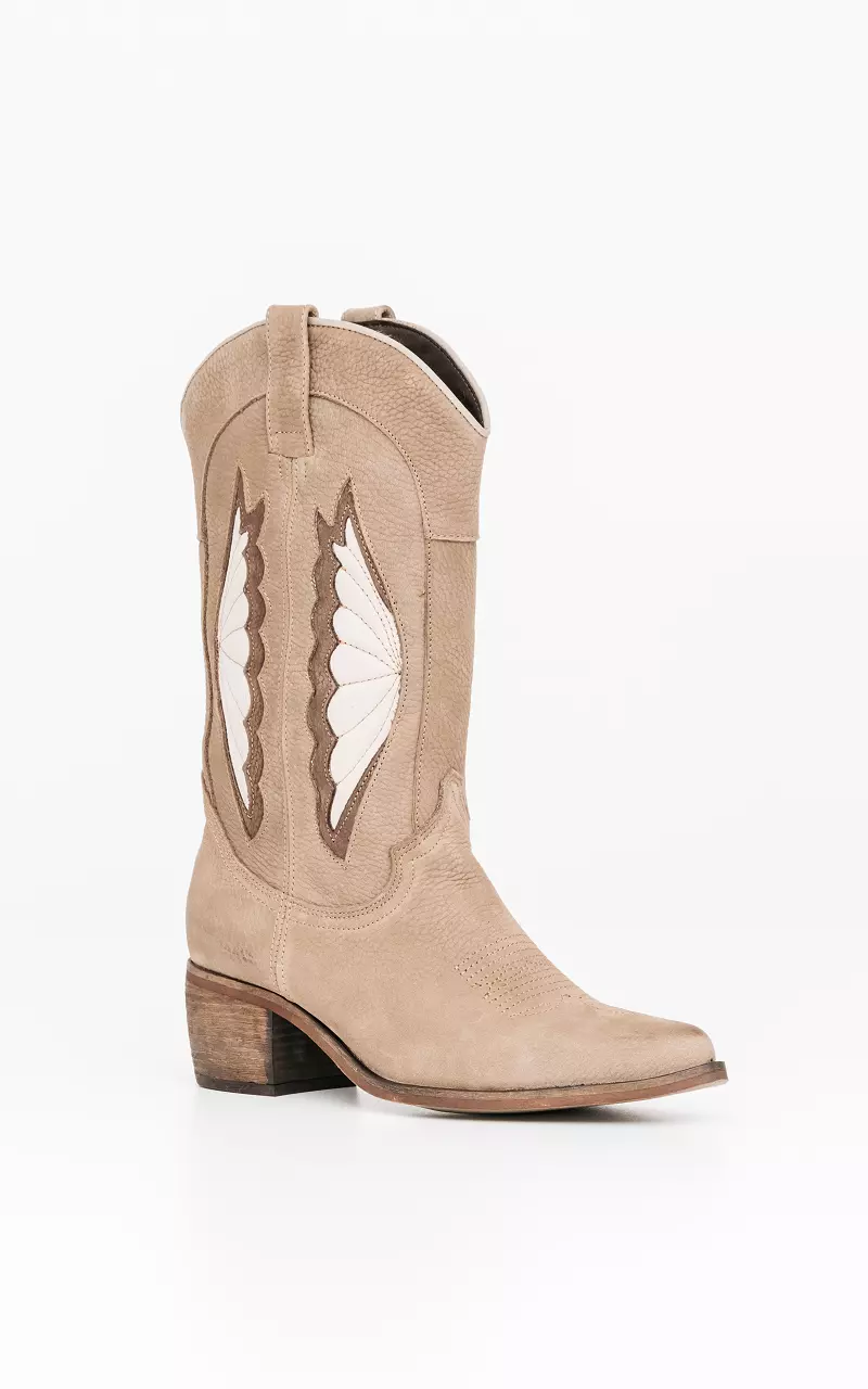 Leather cowboy boots Taupe