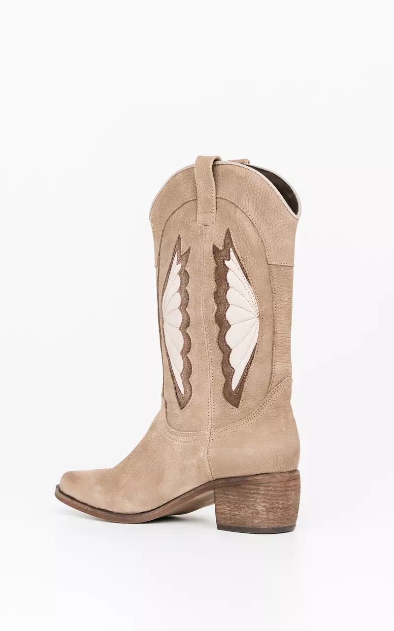 Leather cowboy boots Taupe