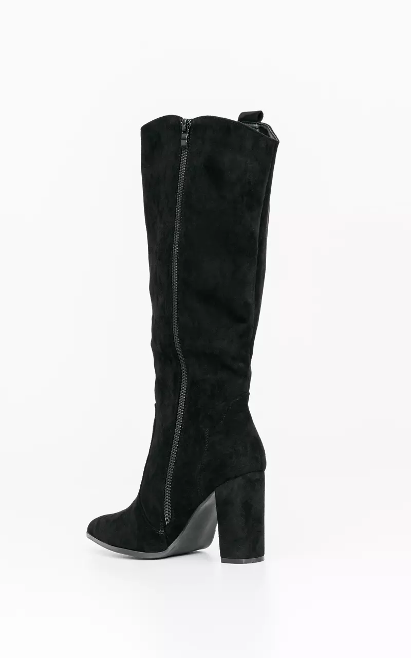 High boots with suede look Black