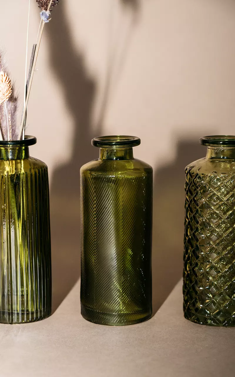 Vase aus Reliefglas Grün