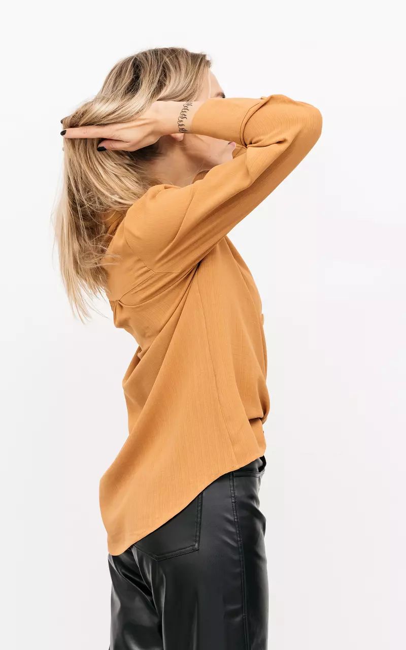 Top with decorative buttons Camel