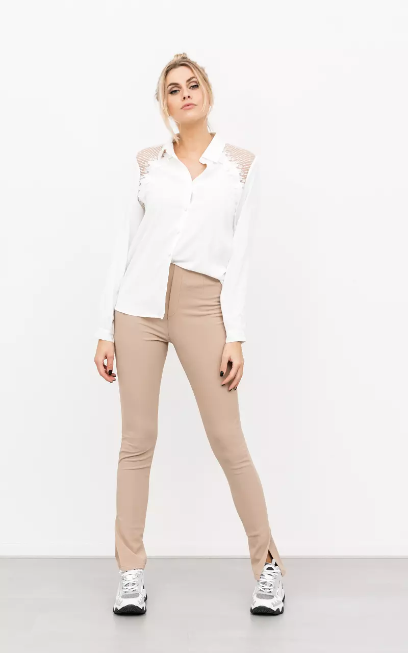 Trousers with split Taupe