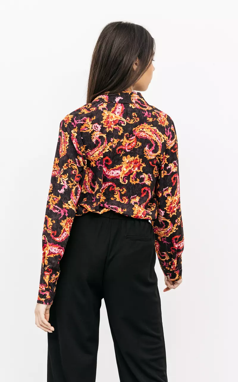 Bluse mit Paisley-Muster Schwarz Pink