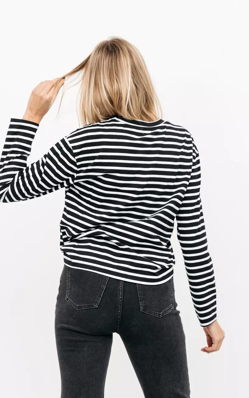 Striped long-sleeved shirt Black White
