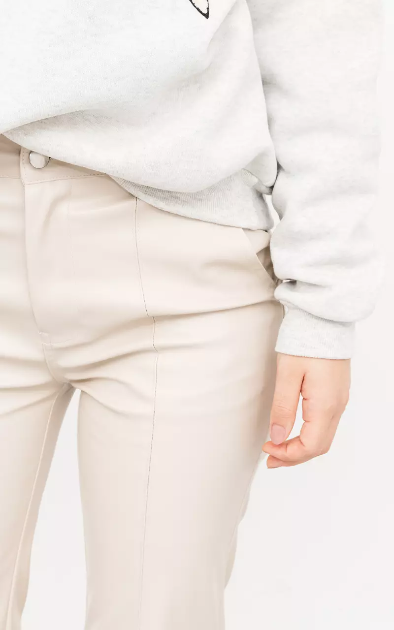 Leather-look pants with straight fit Beige