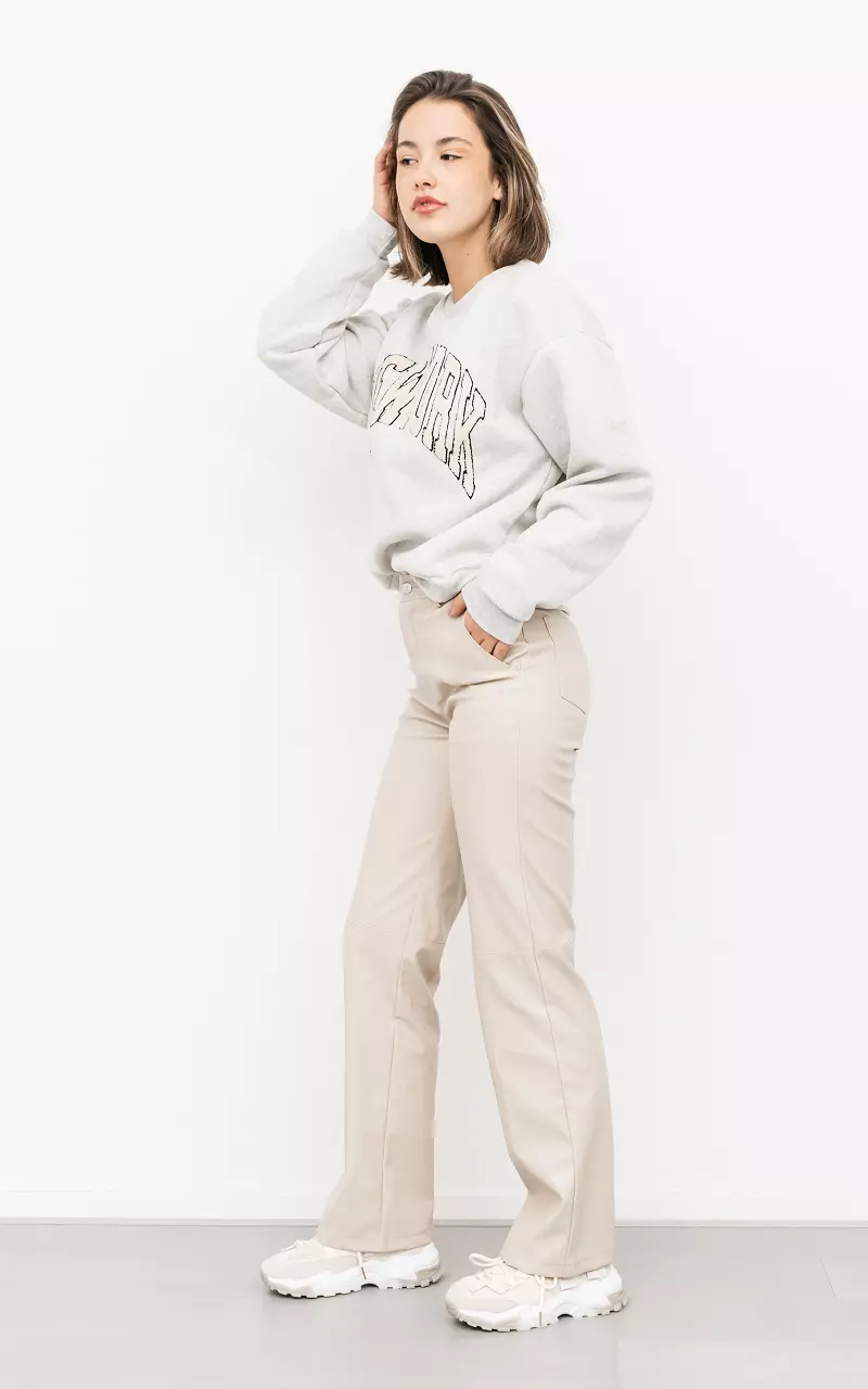 Leather-look pants with straight fit Beige