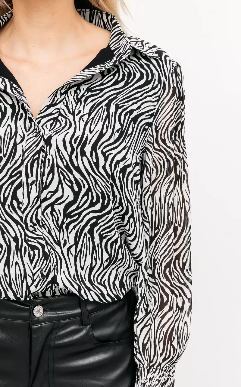 Bluse mit Zebraprint Schwarz Weiß