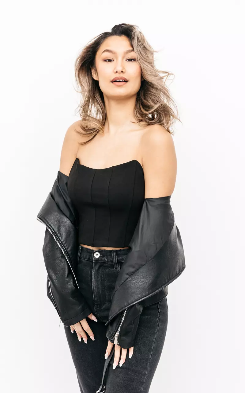 Cropped top with zip Black