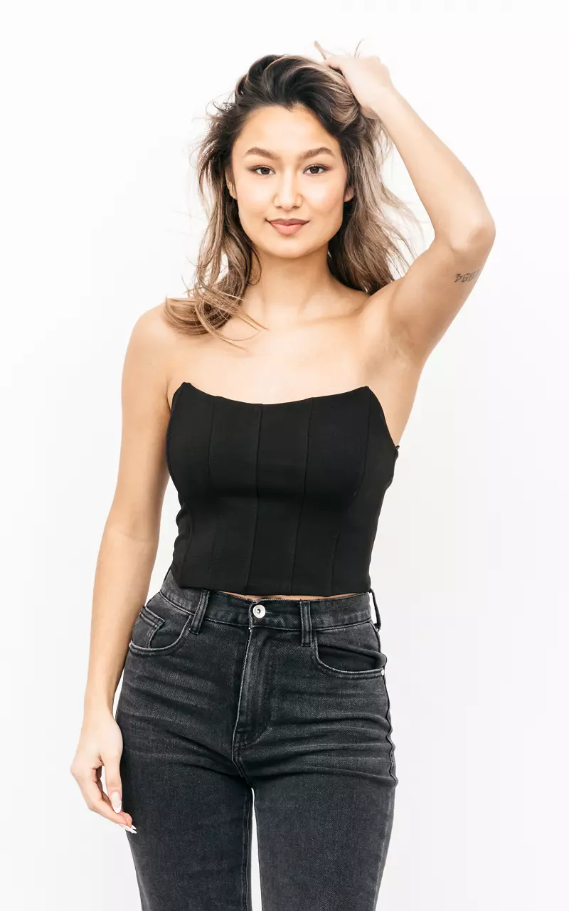 Cropped top with zip Black