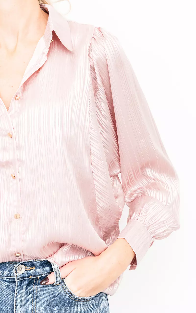 Satin-Look Bluse mit Streifen Pink
