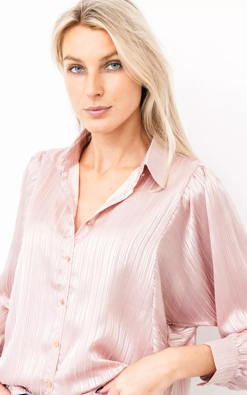 Satin-Look Bluse mit Streifen Pink