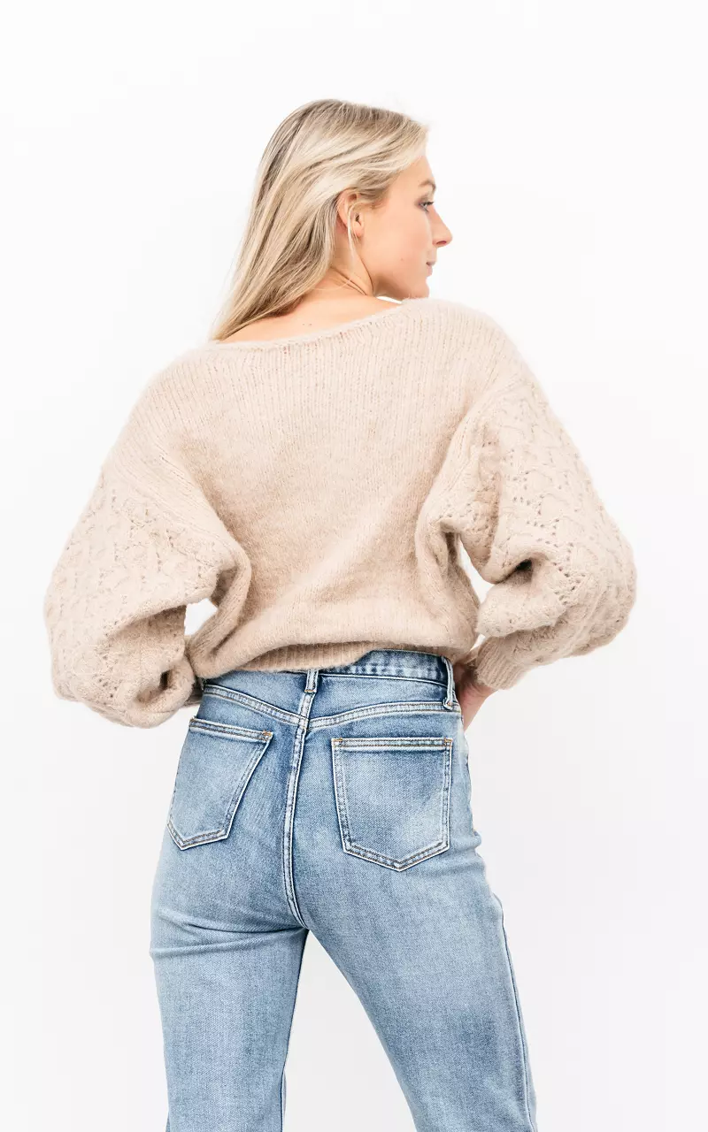 Oversized chunky knit sweater Beige