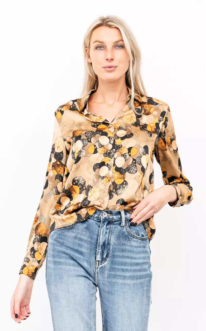 Blouse with print Camel Yellow Ocher