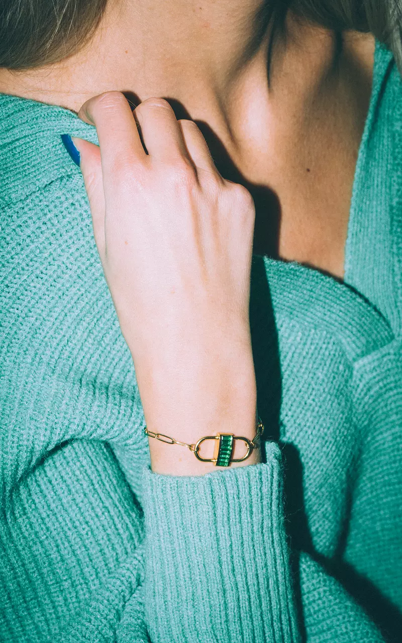 Adjustable chain bracelet Gold Green