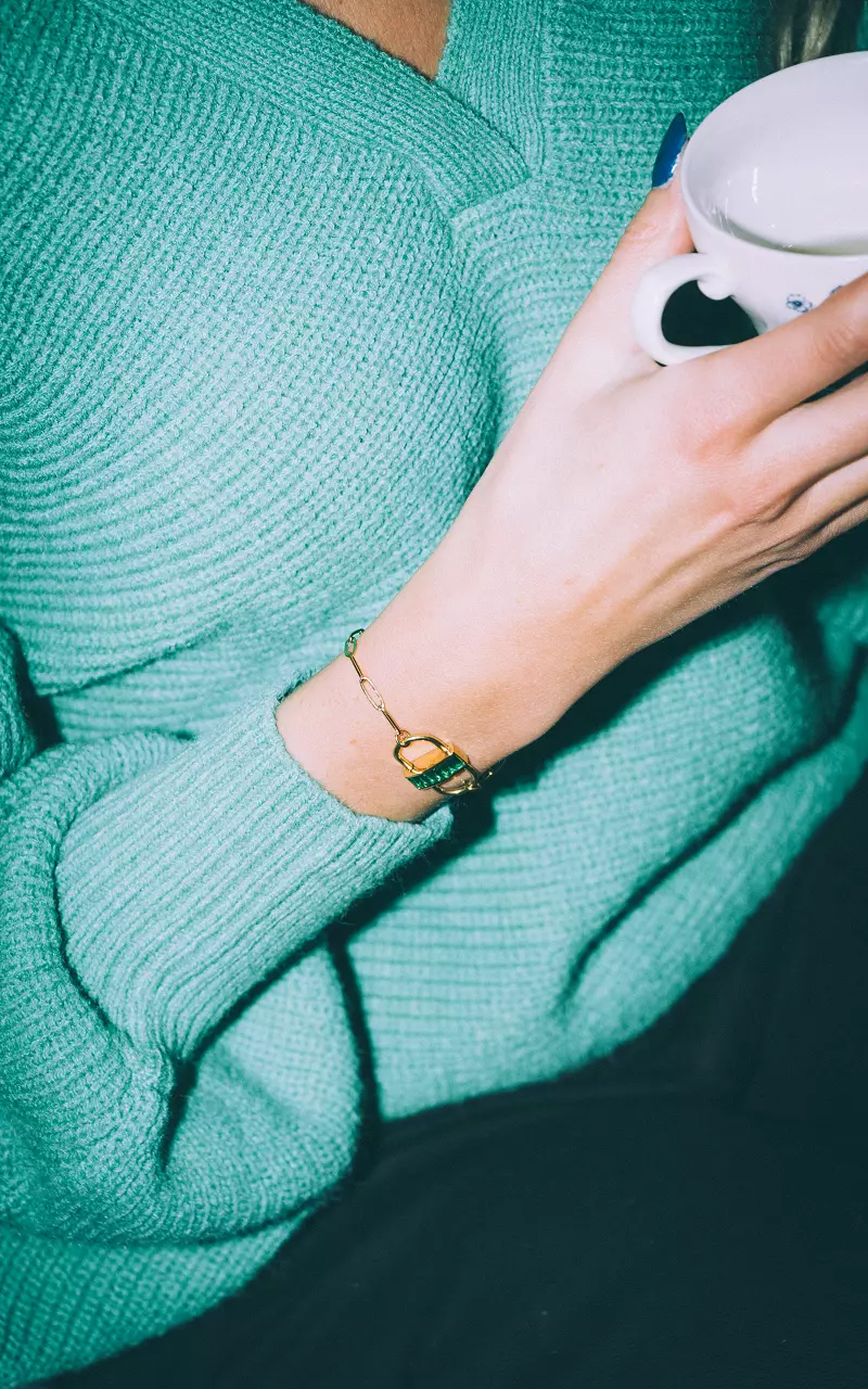 Adjustable chain bracelet Gold Green
