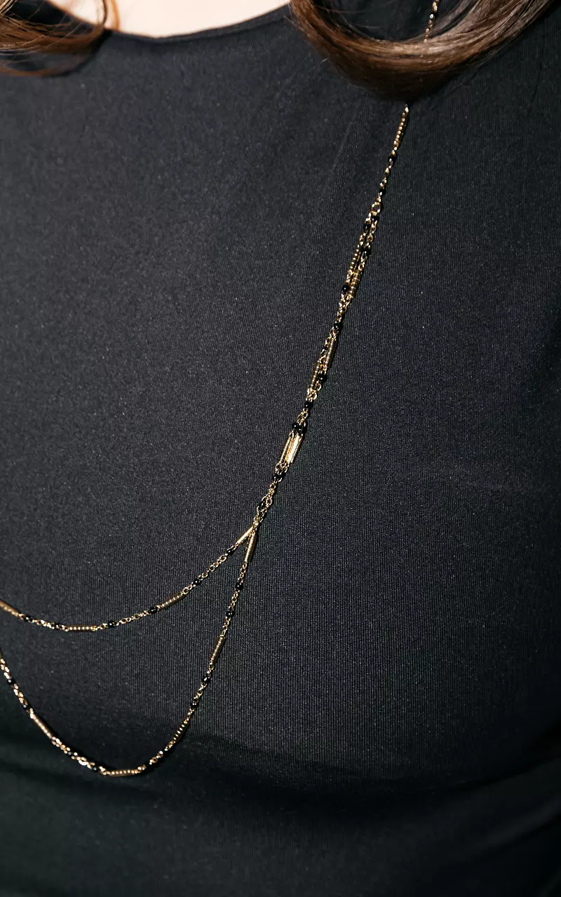 Stainless steel adjustable necklace Gold Black